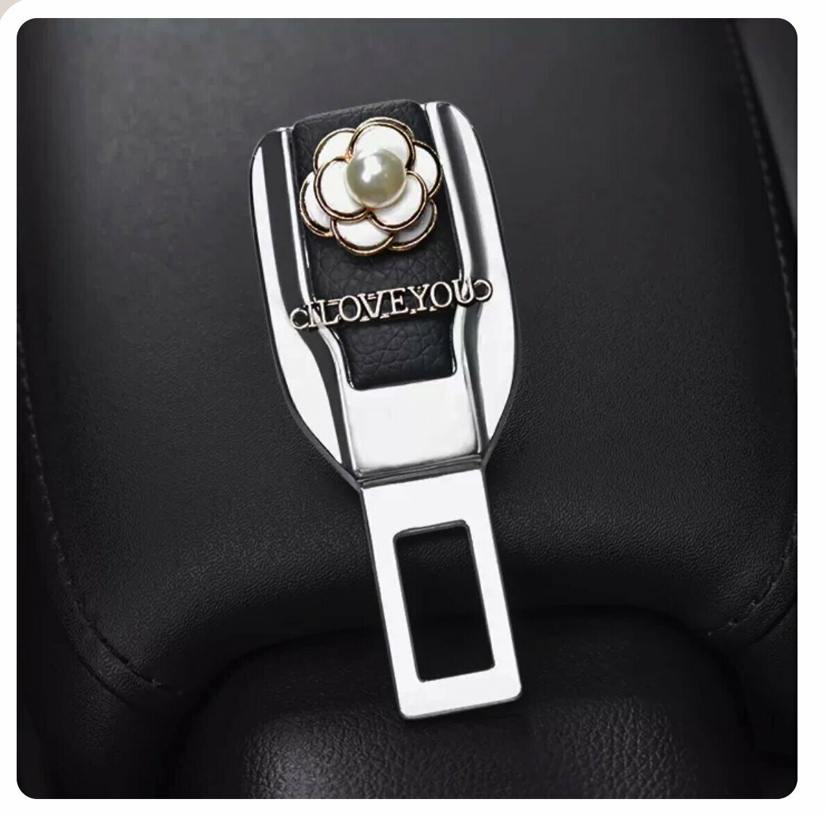 Popular car seat belt extension plug buckle retaining clip (Pearl White Camellia)