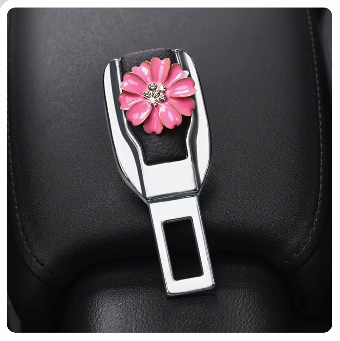Popular car seat belt extension plug buckle retaining clip (pink diamond flower)