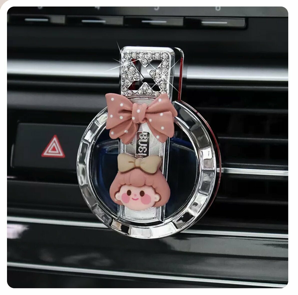 Hot selling car aromatherapy empty bottle (pink girl + perfume bottle, 5.5*7cm)