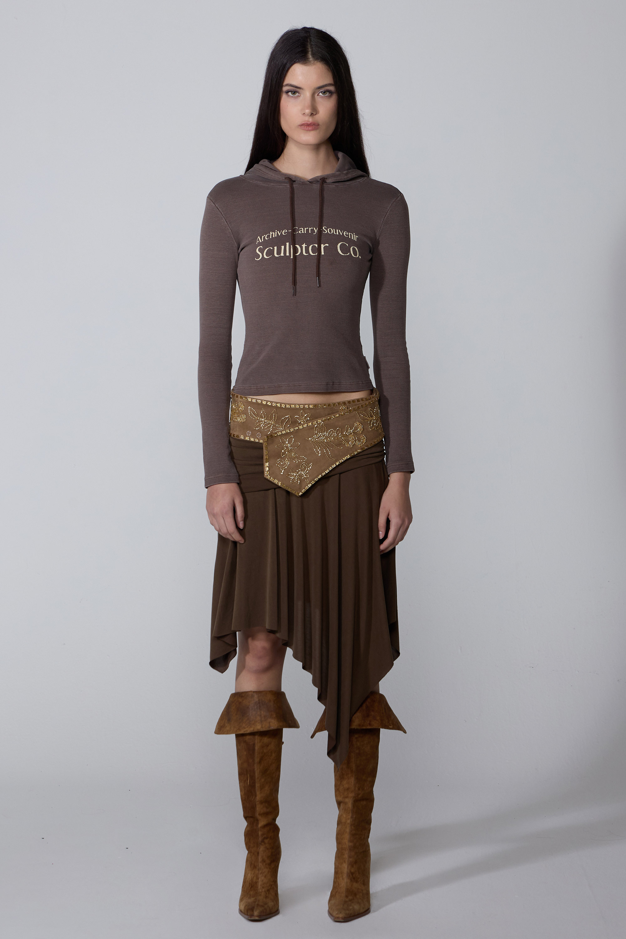 SCULPTOR - Archive Pigment Hoodie Tee (Dusty Brown)