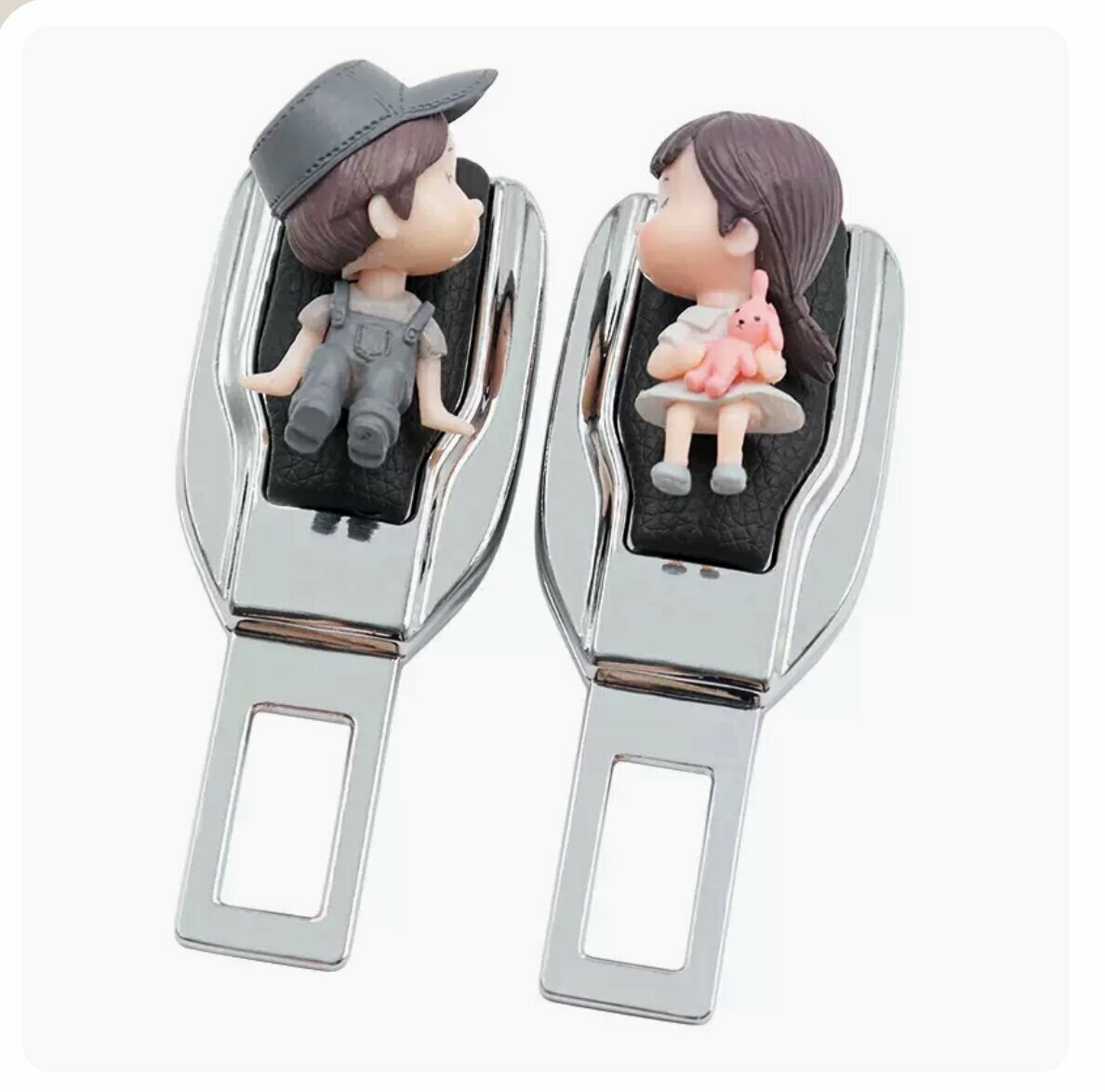 Hot Style [1 Pair Pack] Car Safety Belt Fixer (Gray Gray Couple)