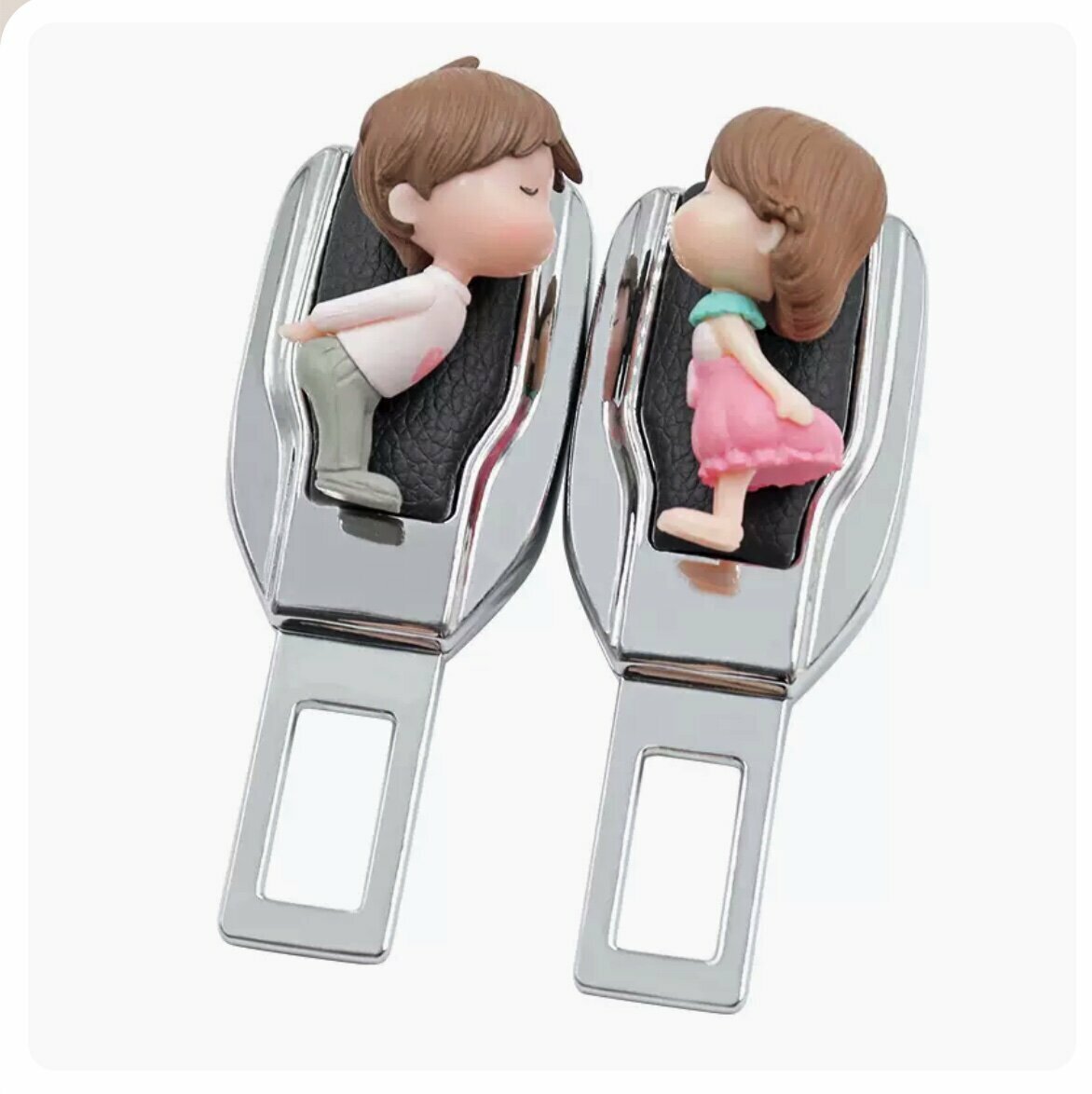 Hot Style [1 Pair Pack] Car Safety Strap Fixer (Pink and White Couple)