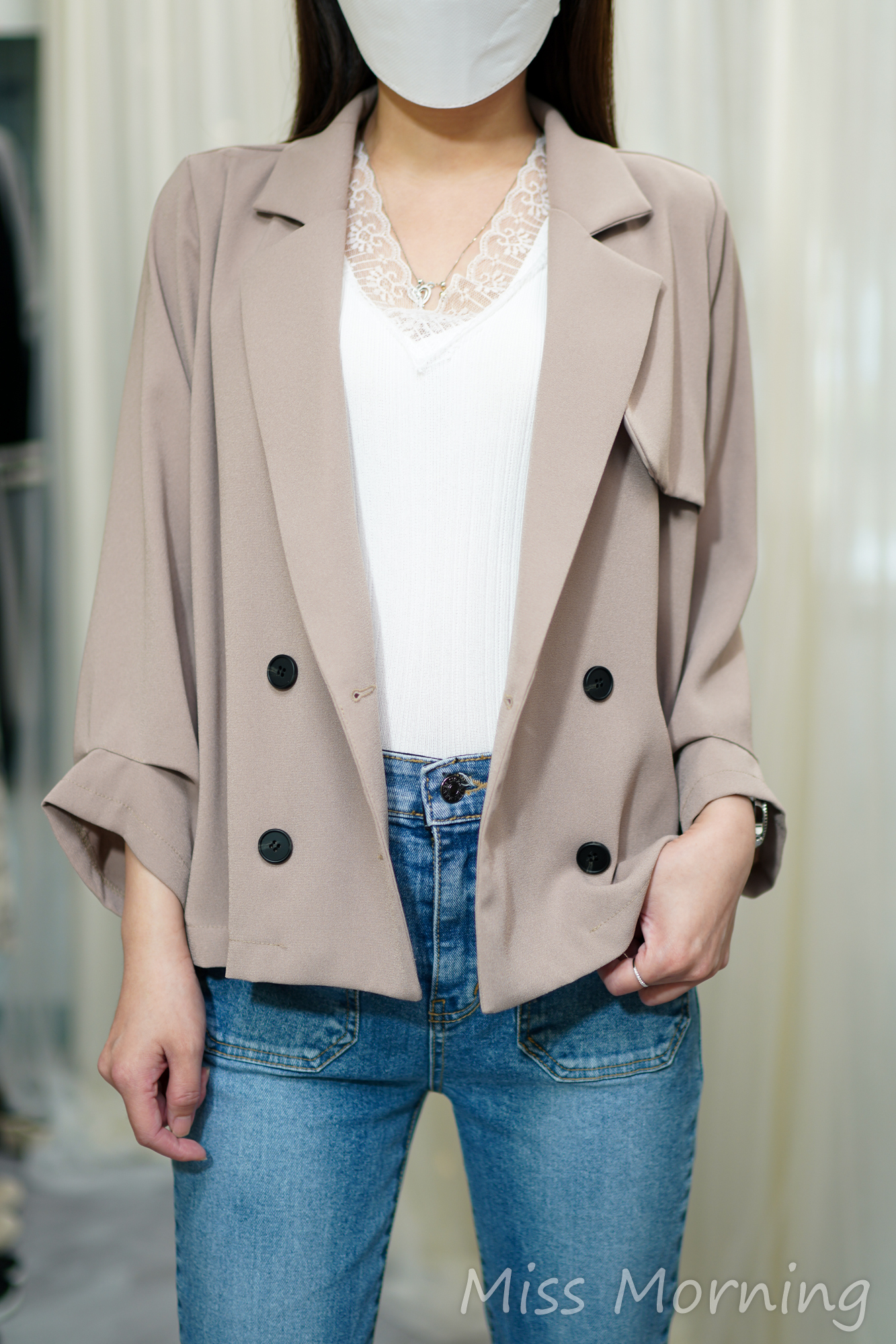 中厚孖襟雪紡外套(14108)