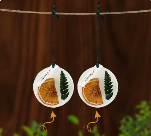Hot selling 2 car fragrance tablets in gift box, car interior rear mirror pendant (orange color)