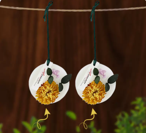 Hot selling 2 pieces gift box car fragrance tablets aromatherapy car interior rear mirror pendant (amber ebony)