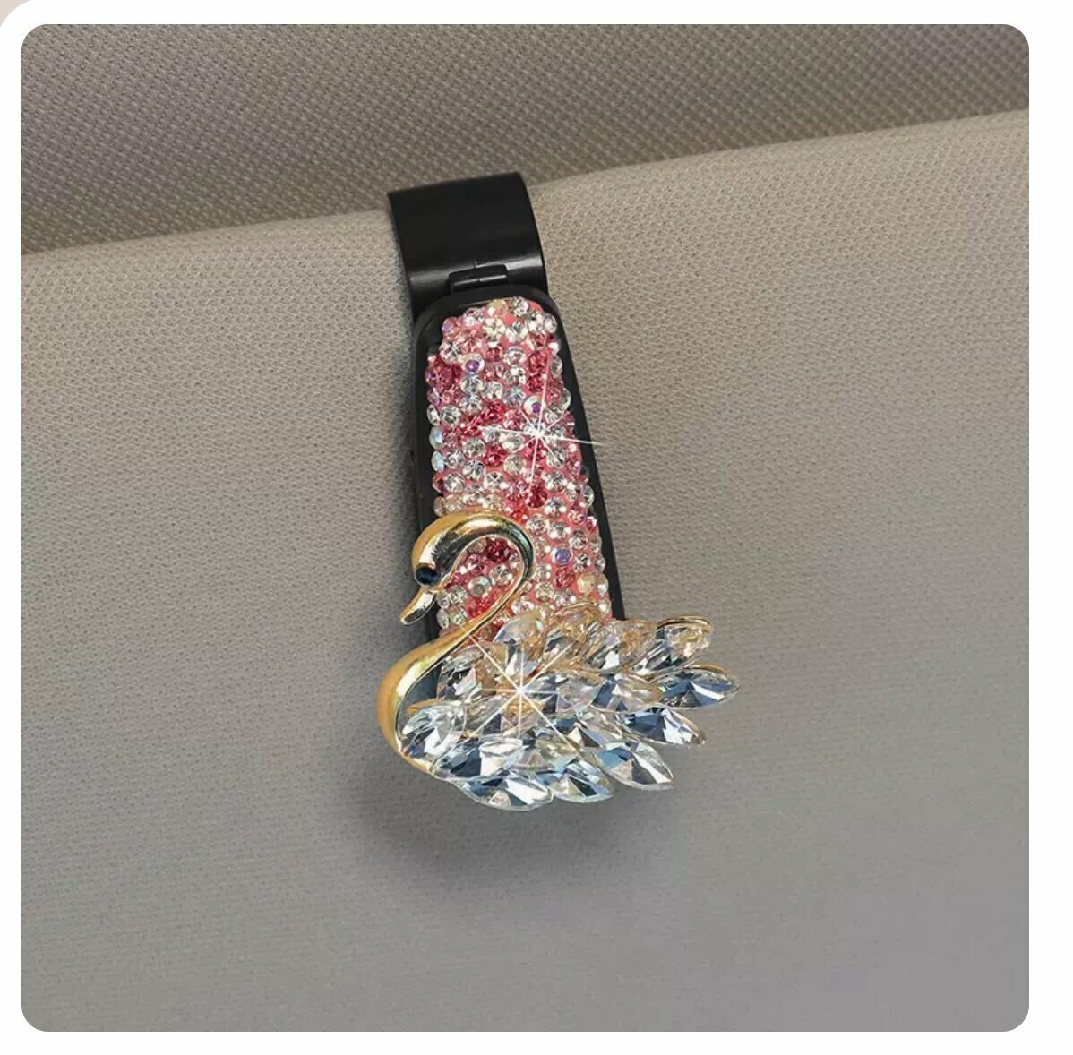 Popular car sun visor glasses clip (mixed pink glasses clip + transparent swan)