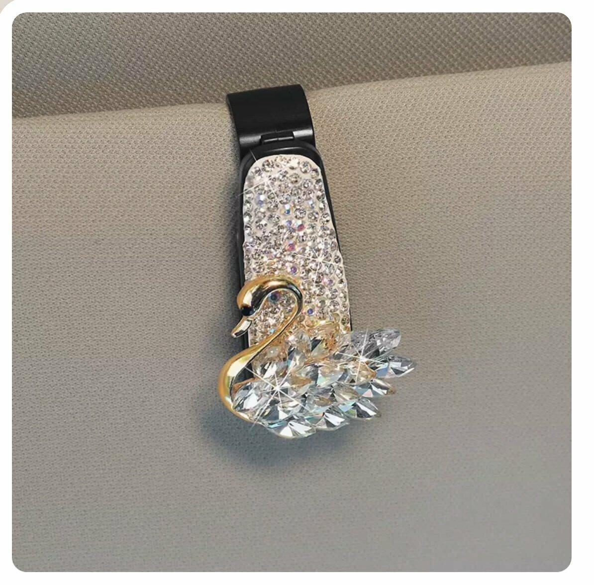 Popular car sun visor glasses clip (color diamond glasses clip + transparent swan)