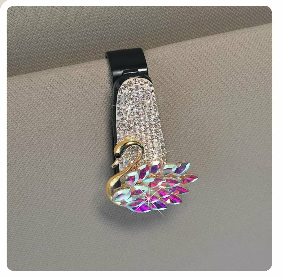 Popular car sun visor glasses clip (color diamond glasses clip + colorful swan)