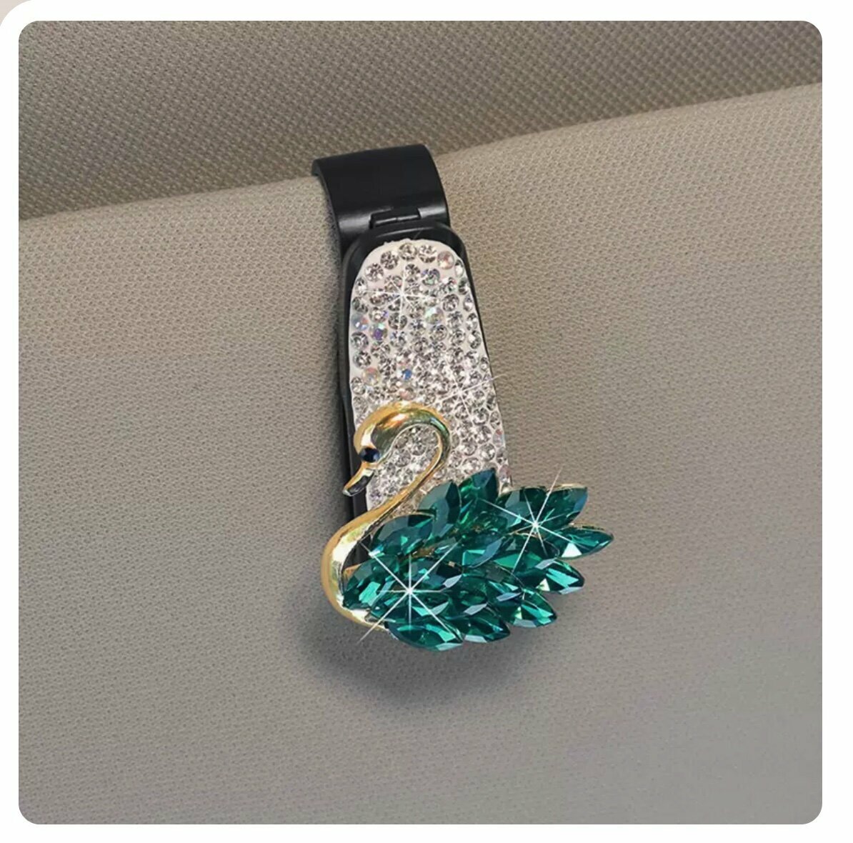 Popular car sun visor glasses clip (color diamond glasses clip + green swan)