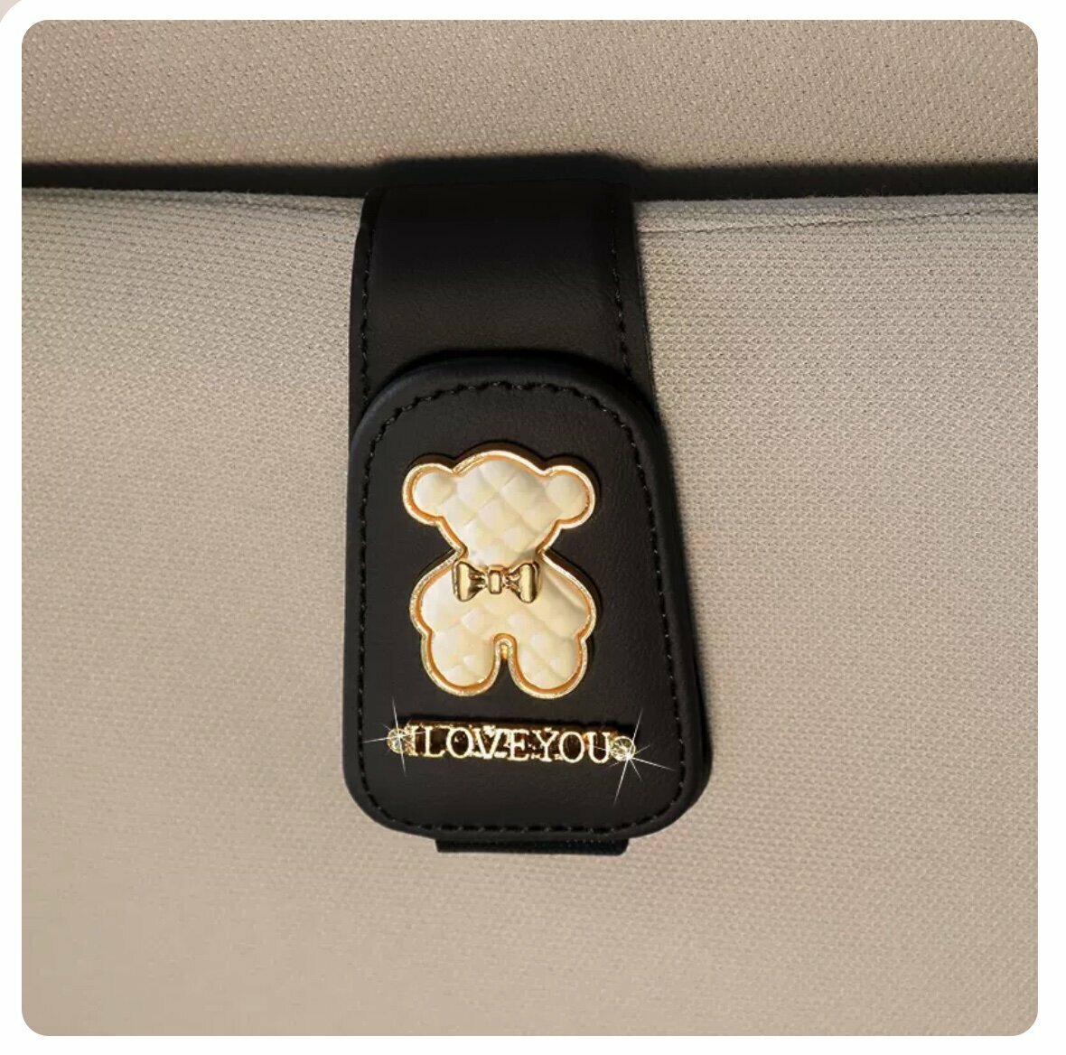 Popular multifunctional magnetic car sunglasses storage box (black glasses clip, White Bear)