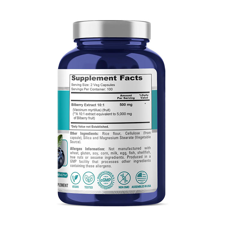 NusaPure Bilberry Extract 5000mg, 200 Veg Capsules