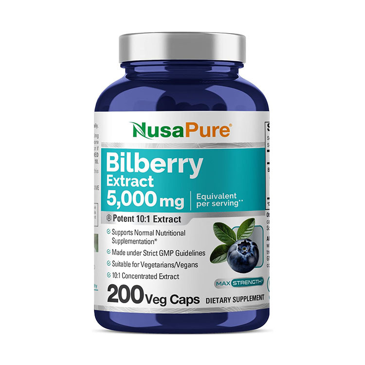NusaPure Bilberry Extract 5000mg, 200 Veg Capsules
