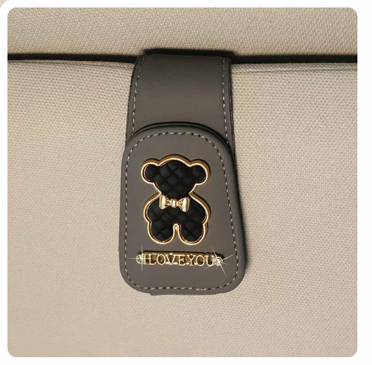 Popular multifunctional magnetic car sunglasses storage box (gray glasses clip, Black Bear)