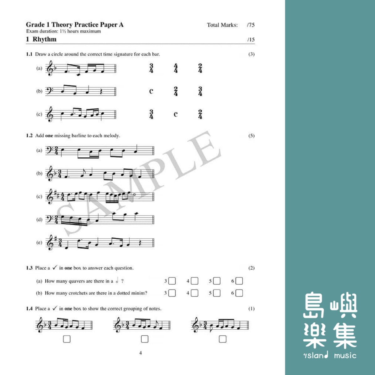Music Theory Practice Papers Grade 1