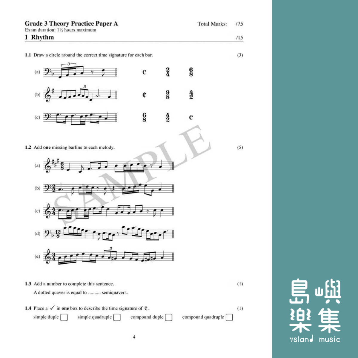 Music Theory Practice Papers Grade 3