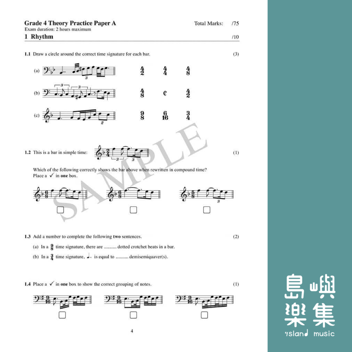 Music Theory Practice Papers Grade 4