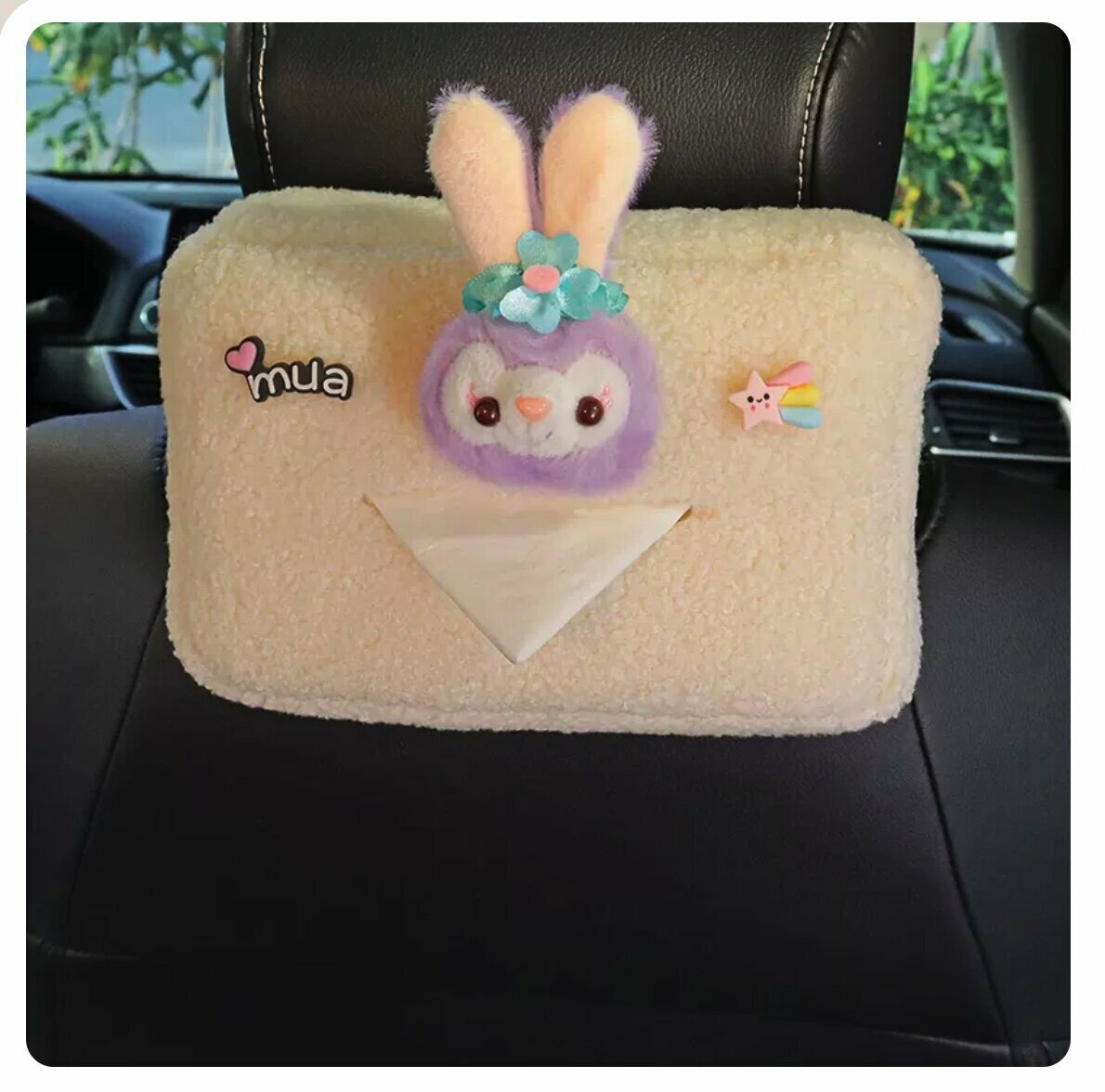 Hot trolley mounted seat back hanging tissue dispenser (Purple Rabbit)