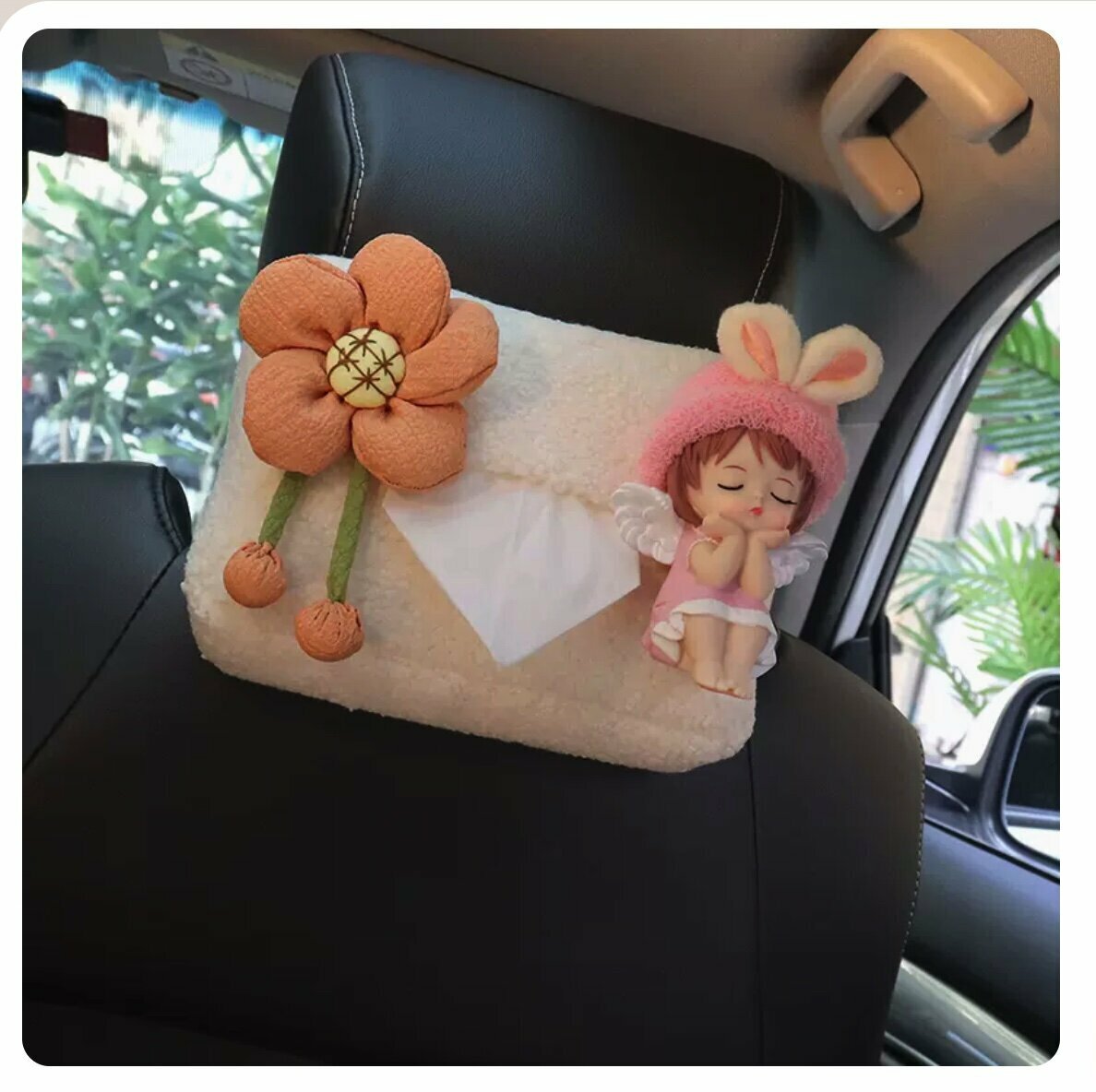 Hot recommended car seat back hanging tissue box (pink flowers + Annie)