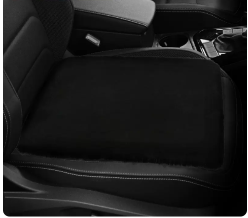 Popular thickened and velvet front single-seat car seat cushion winter short plush (black)