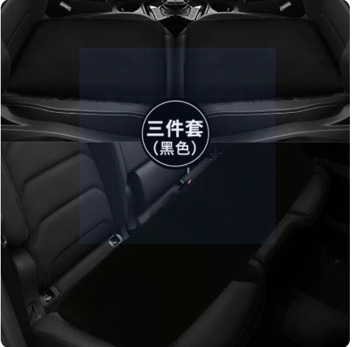 Popular 3-piece set of five-seater thickened and velvet car seat cushion winter short plush (black)