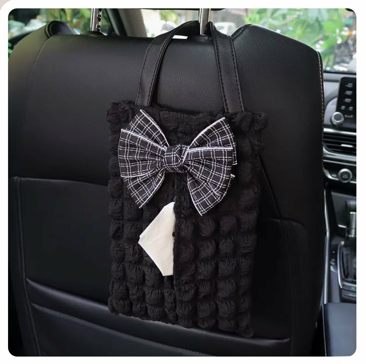Hot trolley-mounted paper towel storage bag (black plaid knot)