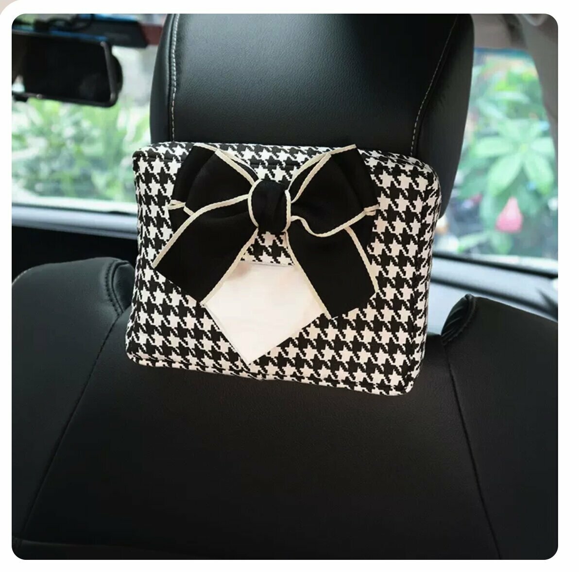 Hot trolley houndstooth tissue box (black bow, 14.5*21.5*4.5cm)