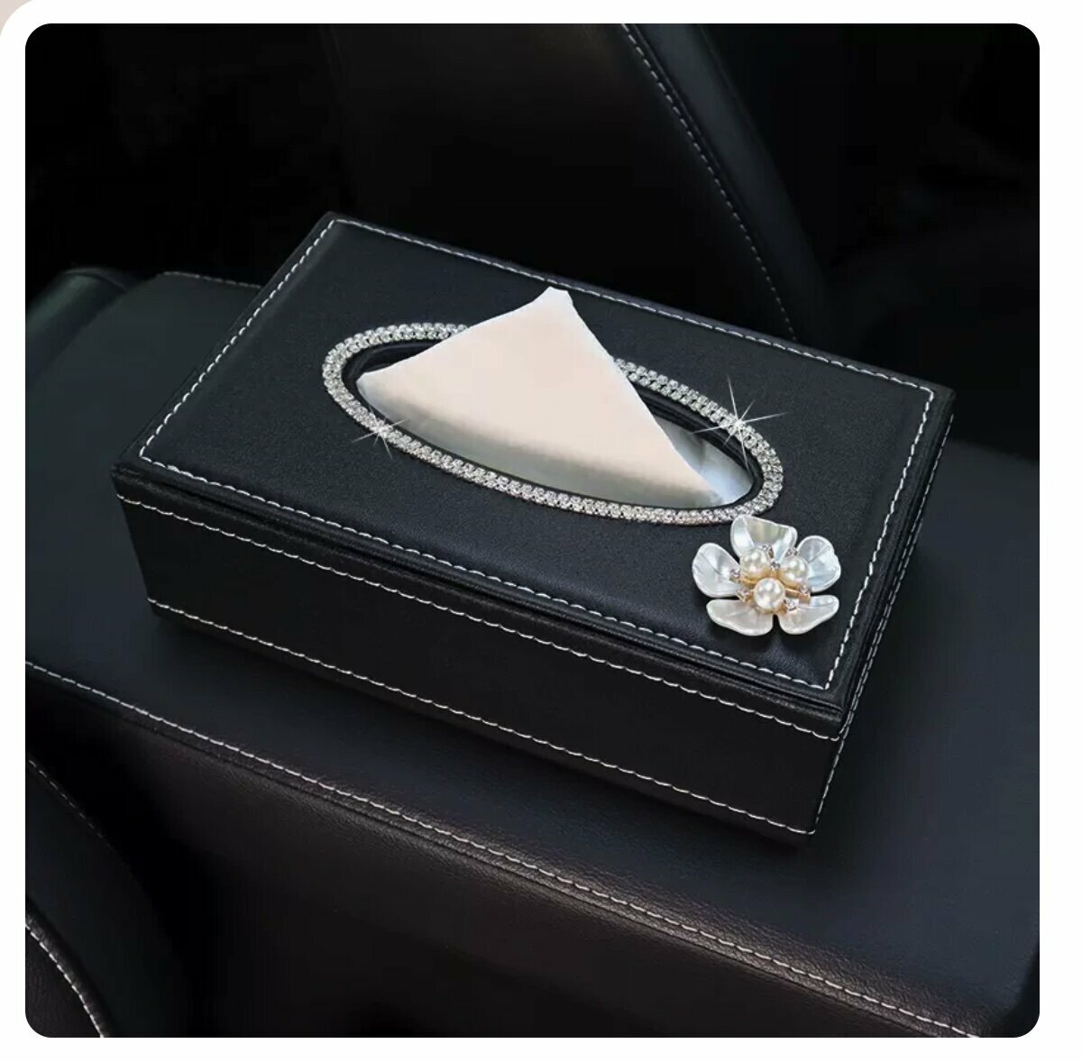 Hot trolley diamond-encrusted flower tissue box (five-leaf flower)