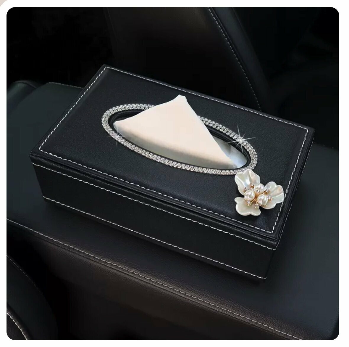 Hot trolley diamond-encrusted flower tissue box (shamrock)