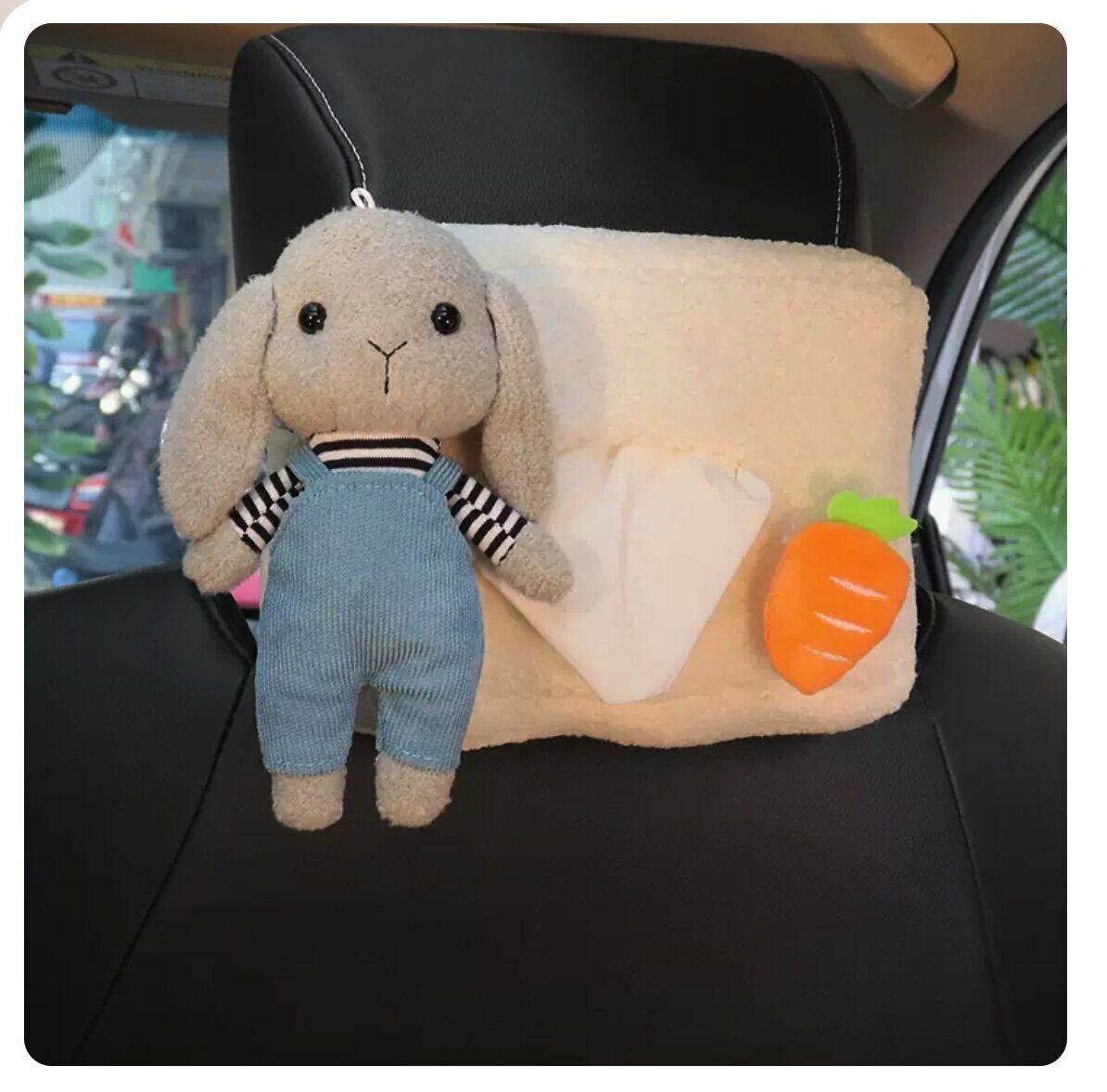 Hot trolley mounted tissue box (strap rabbit gray, 21*21*15cm)