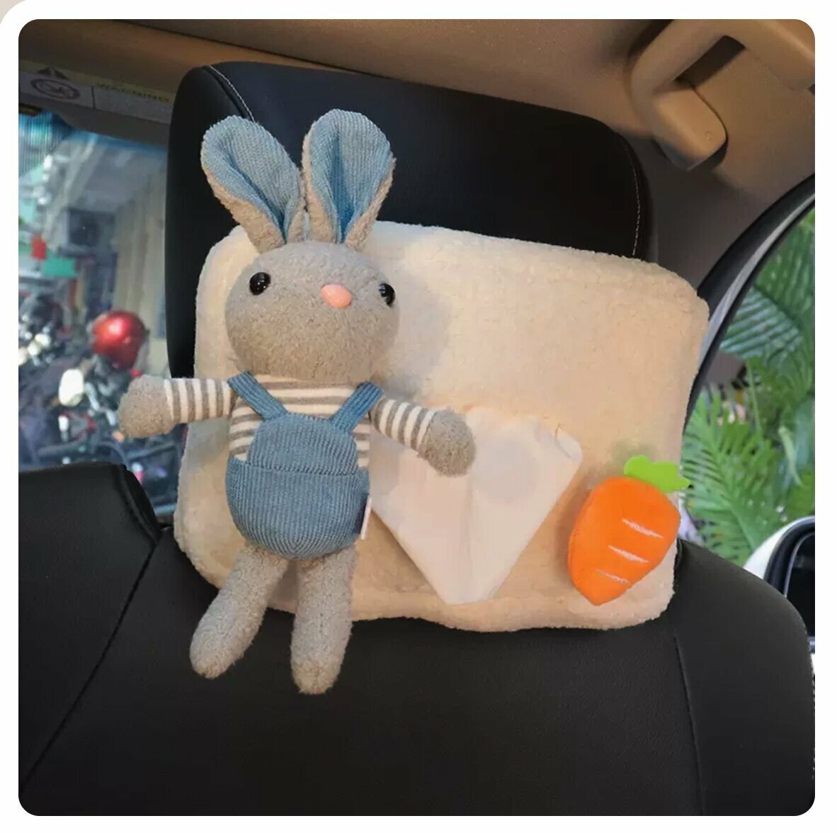 Hot cart mounted tissue box (rabbit gray, 21*21*15cm)