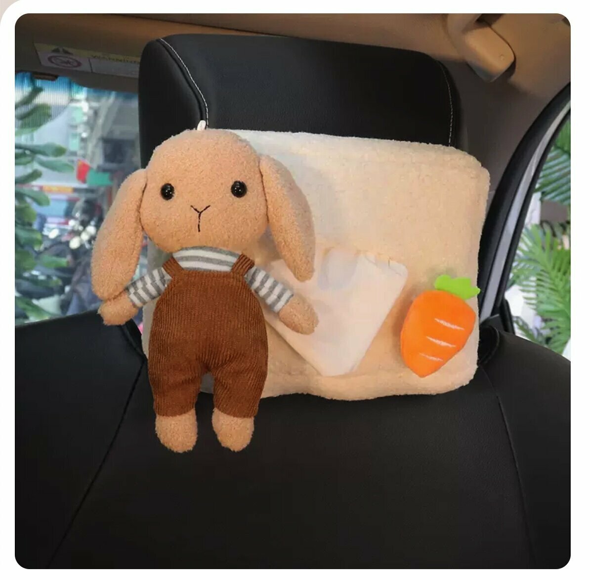Hot trolley mounted tissue box (strap rabbit brown, 21*21*15cm)
