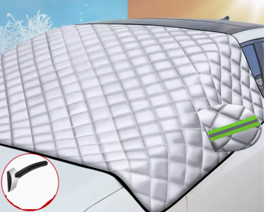 Hot-selling car snow cover, front windshield anti-frost cover, thickened car cover cloth + snow removal shovel (three-window cover thick sedan)