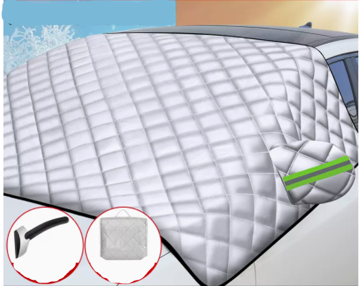 Hot-selling car snow cover, front windshield anti-frost cover, thickened car cover cloth + handbag + snow shovel (three-window cover extra thick sedan)