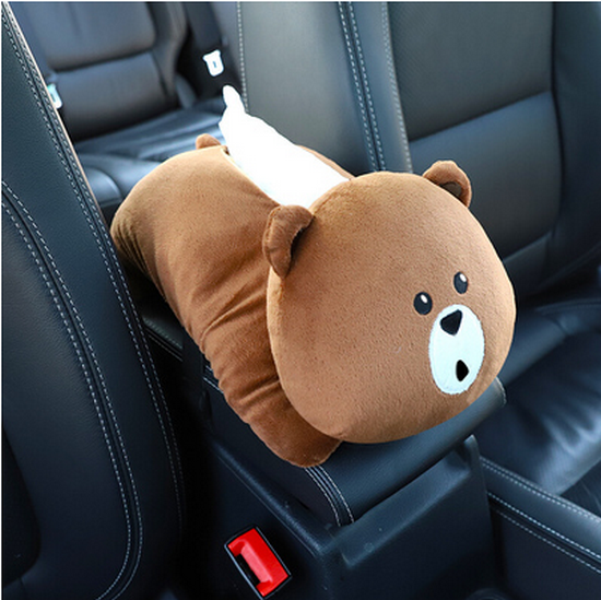 Popular model [2-piece combination pack] car armrest box tissue box pull-out tissue box (little brown bear tissue box + 1 pack of tissue) [please contact customer service to confirm the delivery style after placing the order]