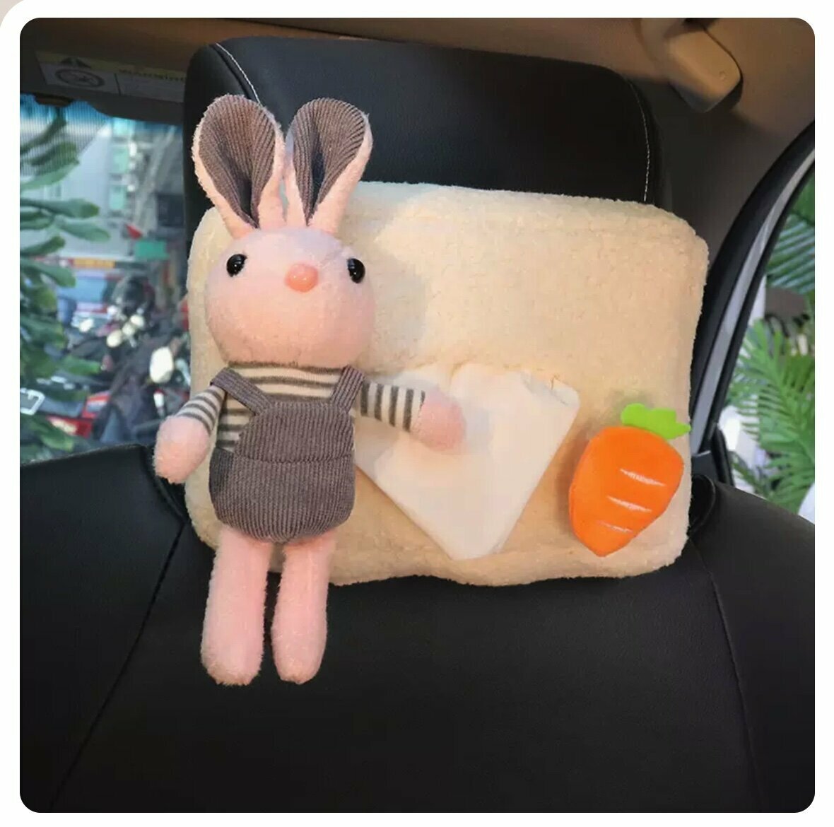 Hot trolley hanging tissue box (rabbit pink, 21*21*15cm)