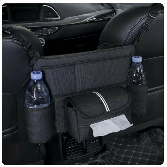 Hot recommended car storage bag (H314 black and white webbing between seats (fashionable grain pattern) A style black)