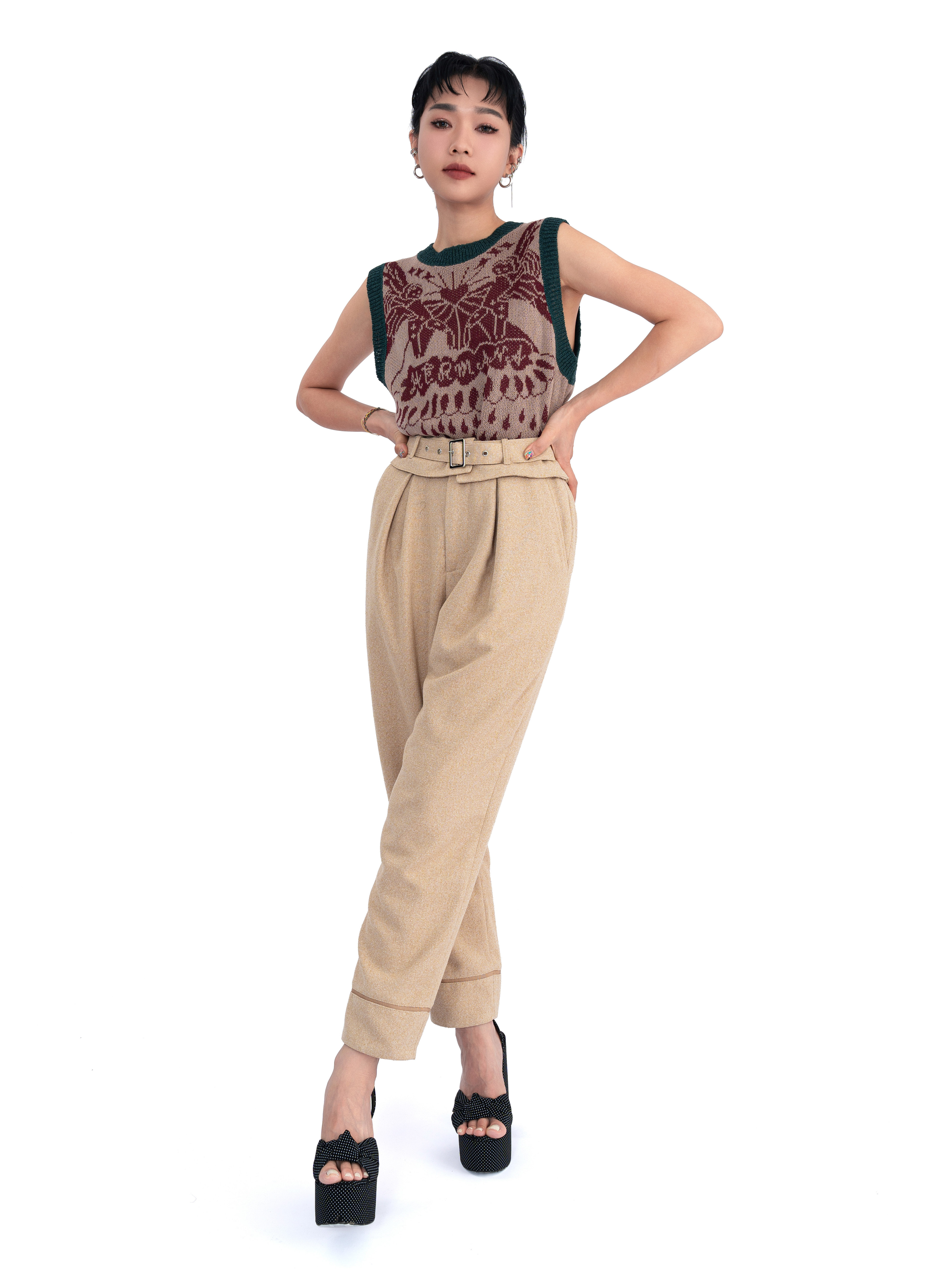 反褲頭暗抓紋西褲 (現貨款式）