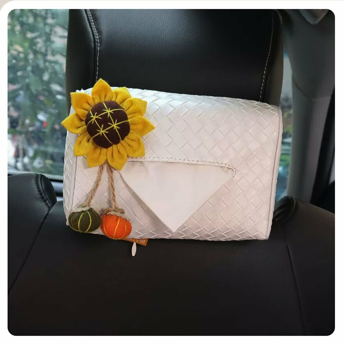 Hot trolley-mounted woven pattern paper box (white woven bag Sunflower)