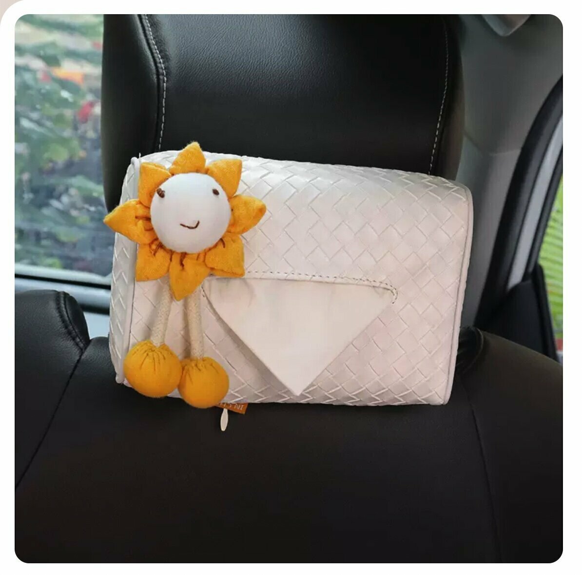 Hot trolley-mounted woven pattern paper box (white woven bag, orange smiley face)