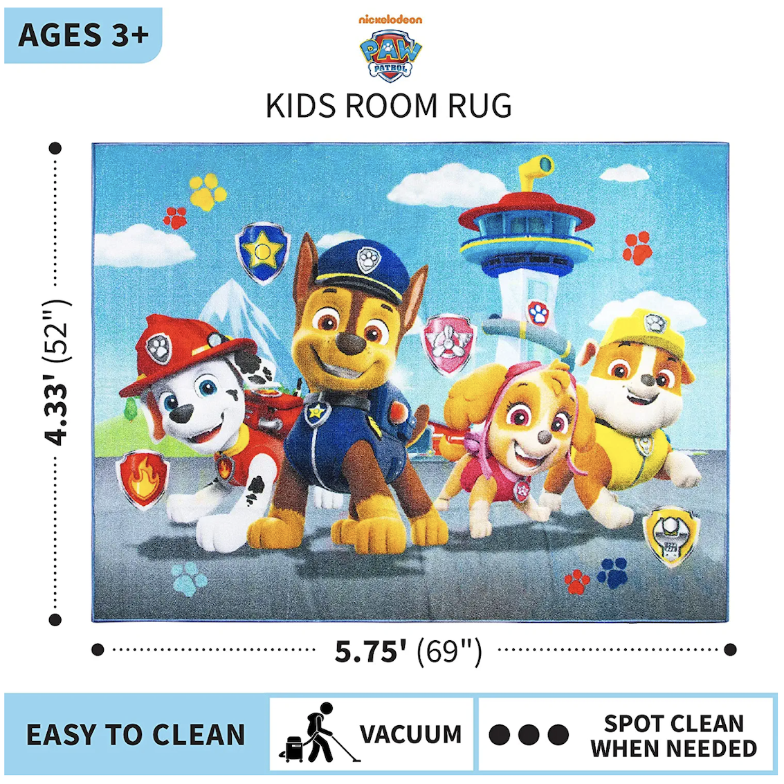 美國兒童房地毯 - Paw Patrol