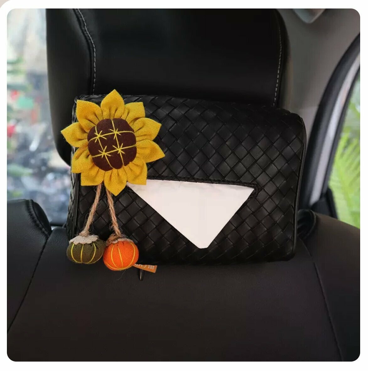 Hot trolley-mounted woven pattern paper box (black woven bag Sunflower)