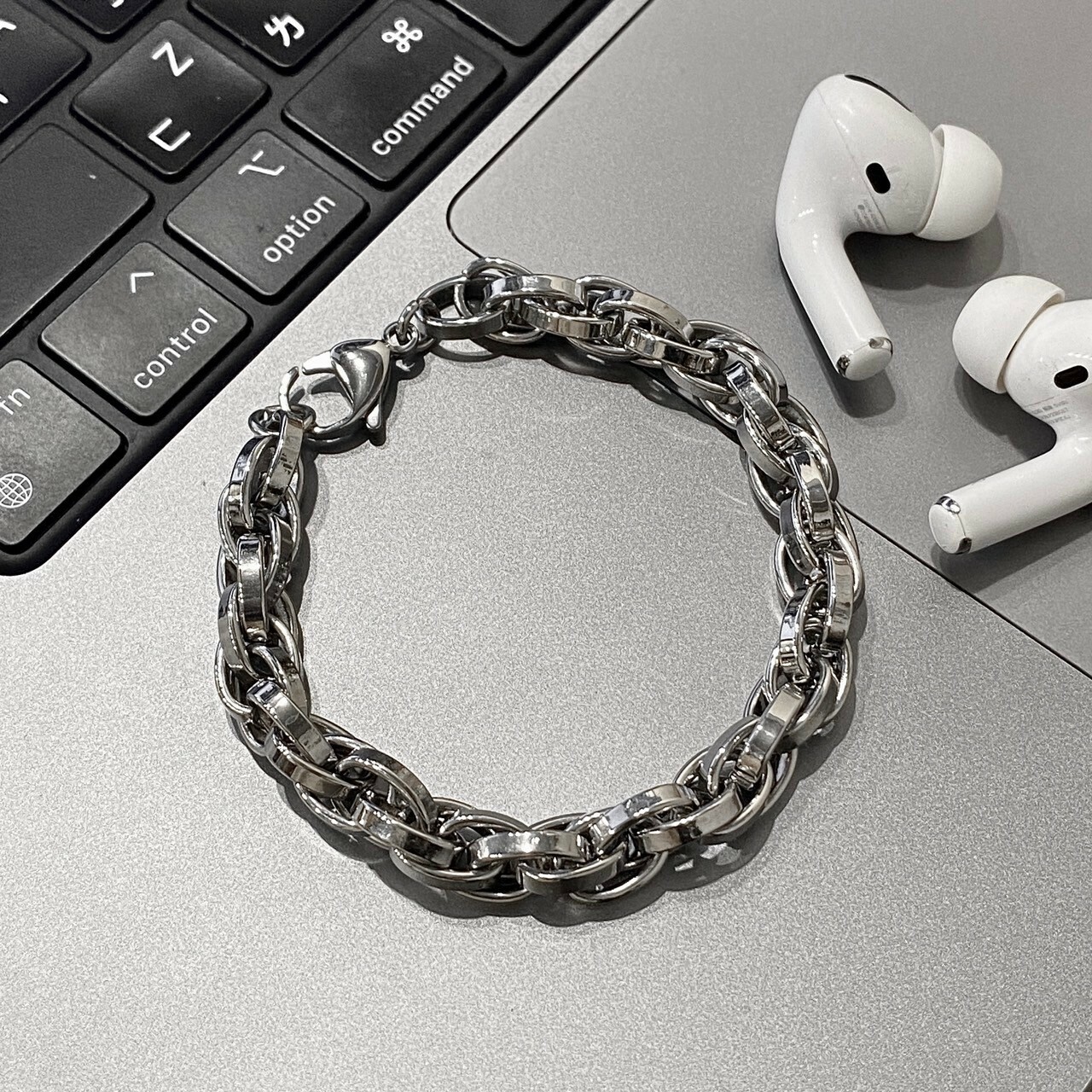 【SS 現貨】麻花編織純鋼手鍊