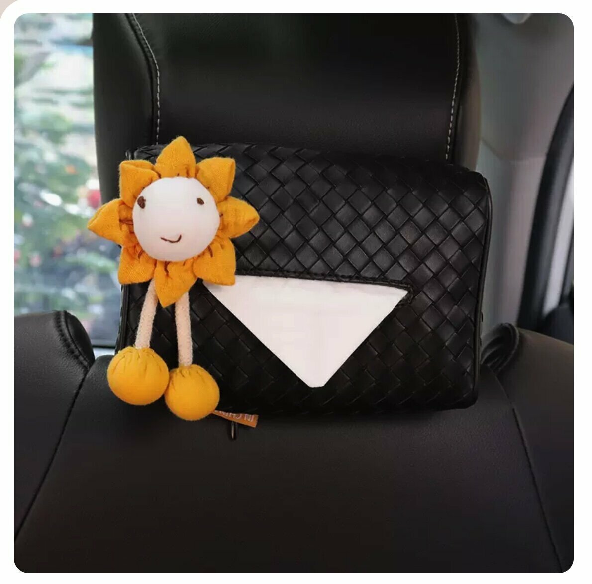 Hot trolley-mounted woven pattern paper box (black woven bag, orange smiley face)