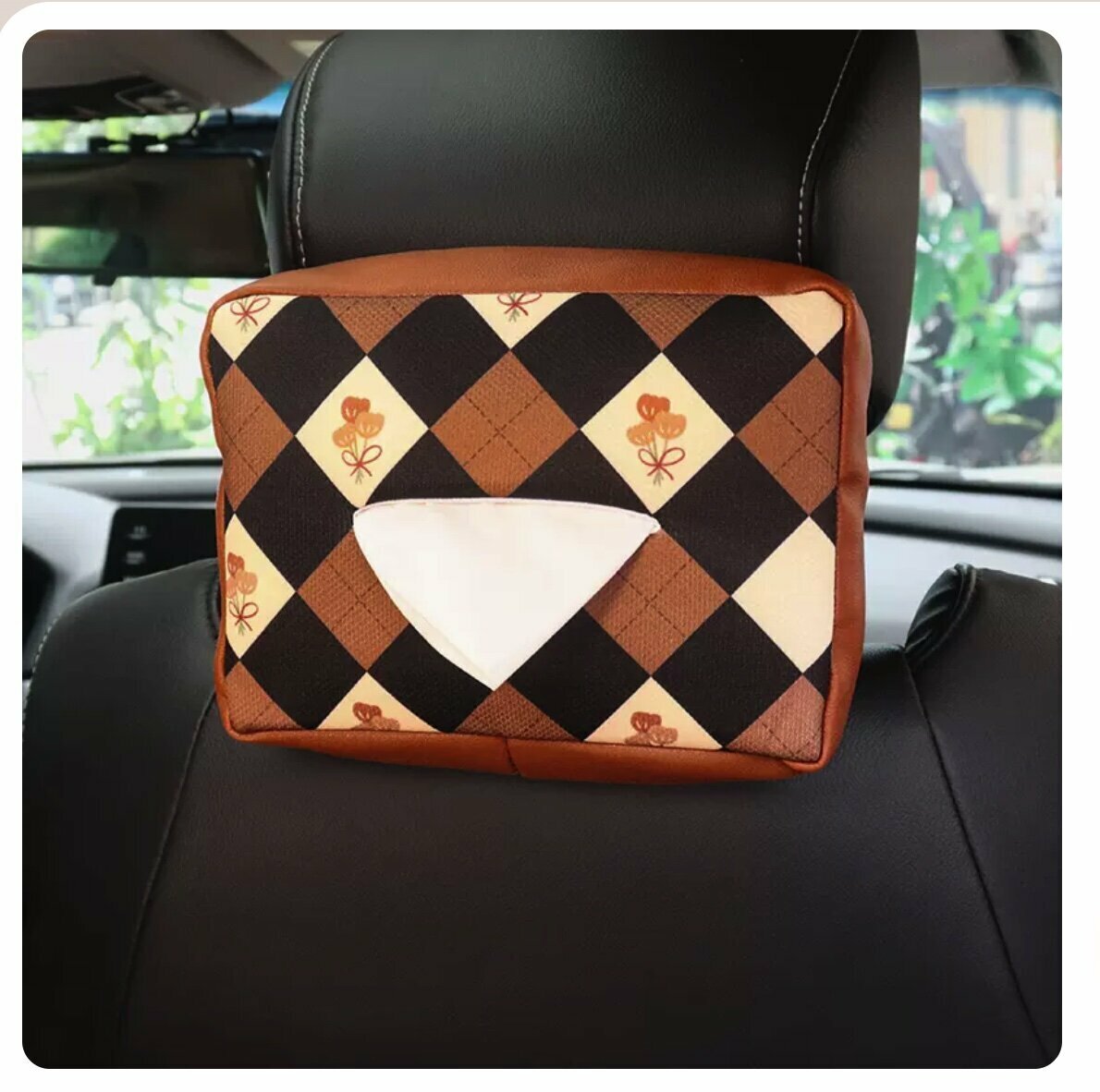 Hot trolley hanging tissue box (diamond grid tulip)