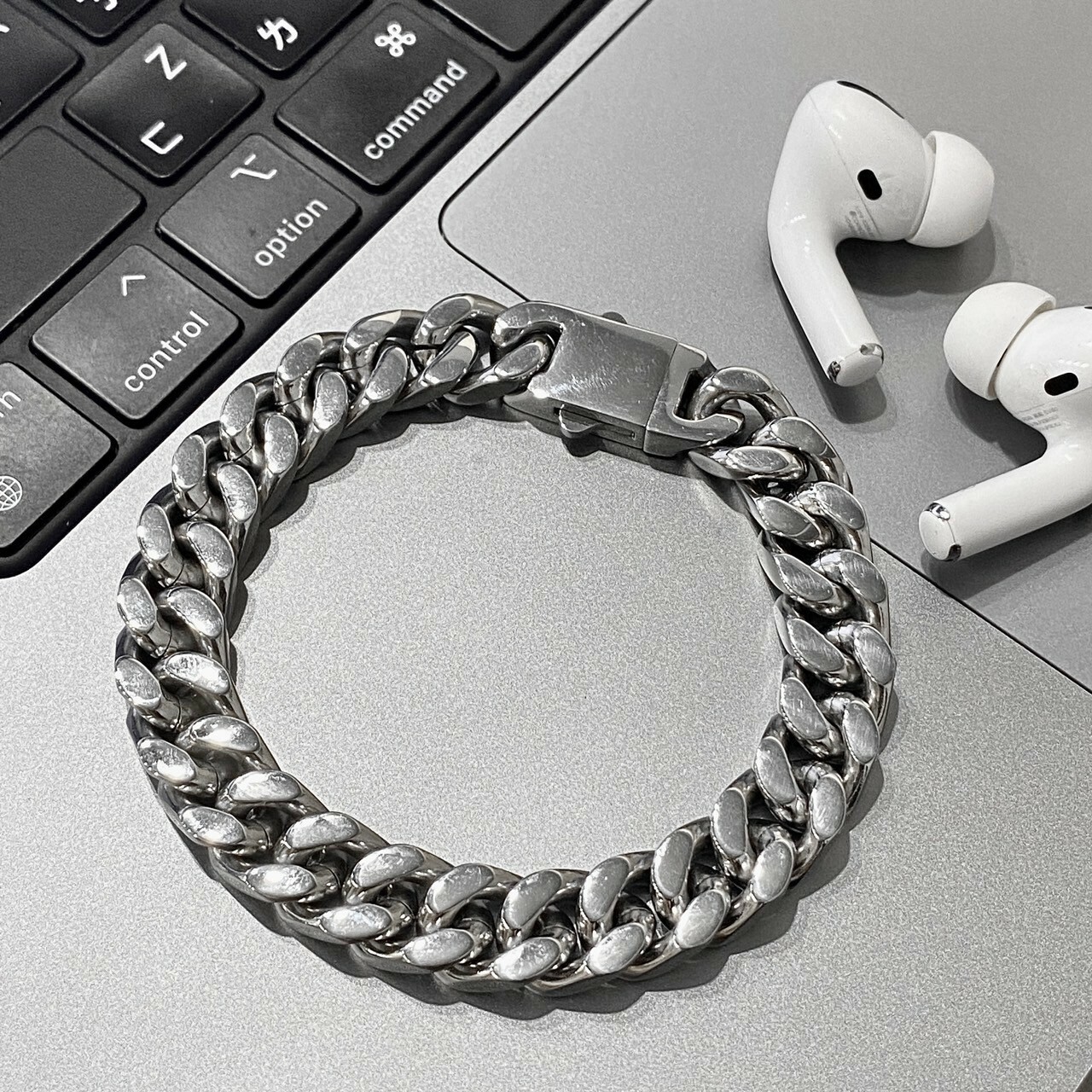 【SS 現貨】坦克古巴鍊立體機械安全扣手鍊