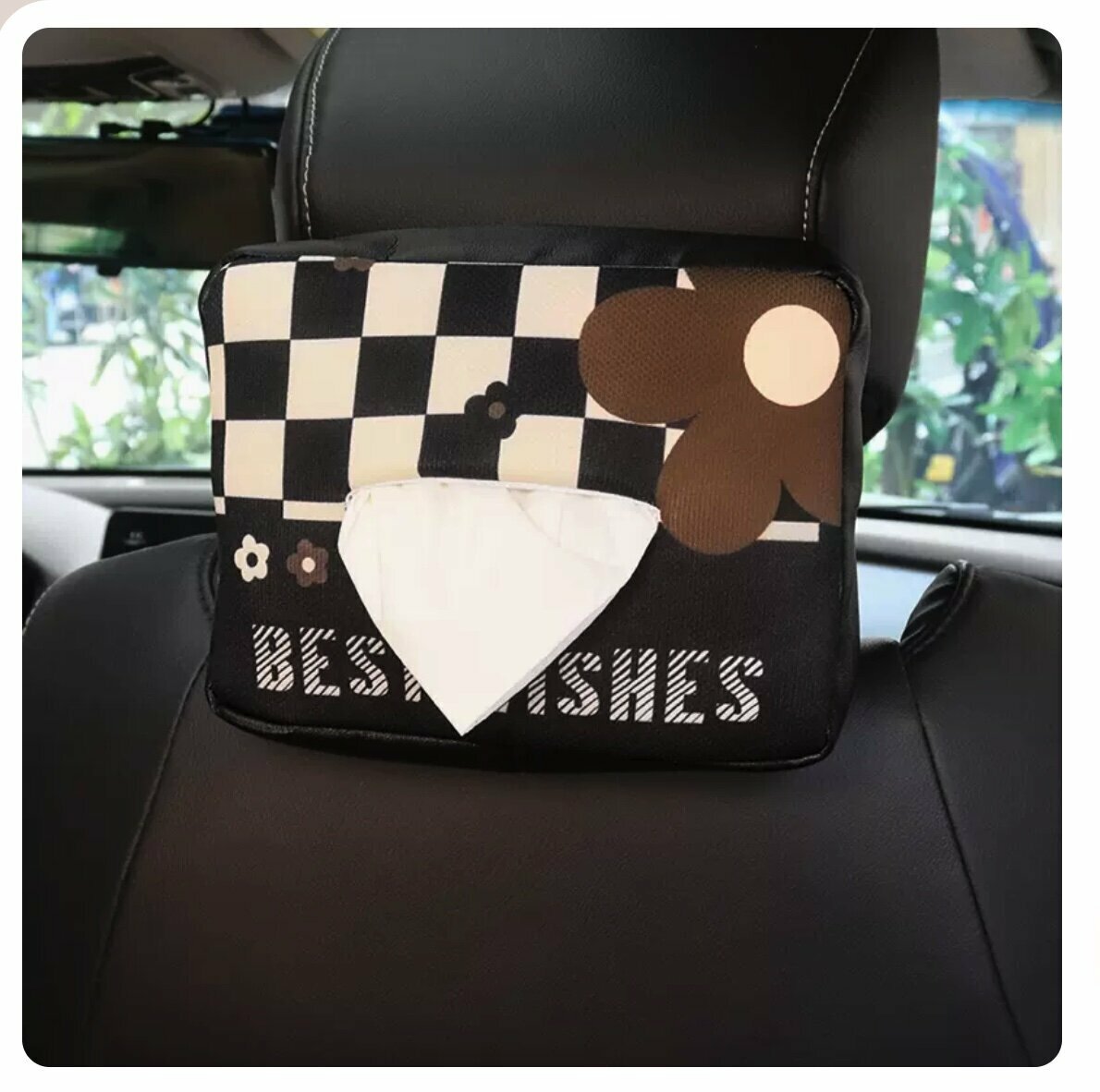 Hot trolley mounted tissue box (checkerboard tulip)