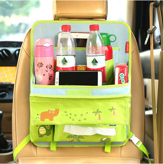 Hotly recommended Korean style car seat back storage and hanging multi-functional storage bag (green dinosaur)