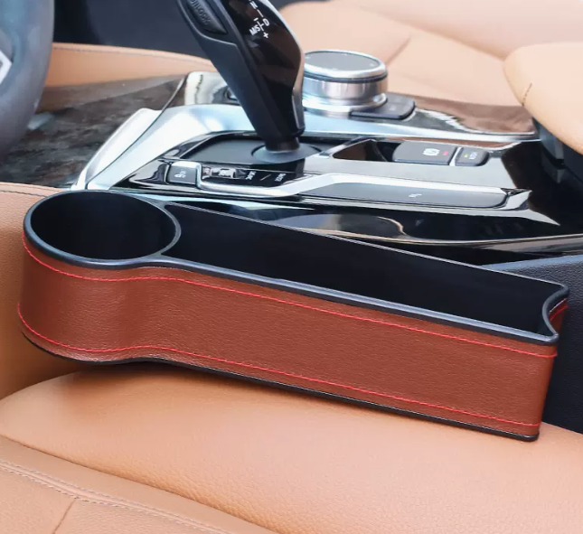 Hot Push Car Seat Seam Storage Box (Luxury Leather Upgraded Version [Driver-Brown] 1 Pack)