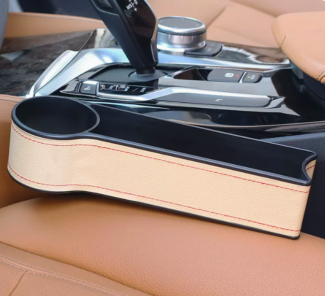 Hot Push Car Seat Seam Storage Box (Luxury Leather Upgraded Version [Driver-Beige] 1 Pack)