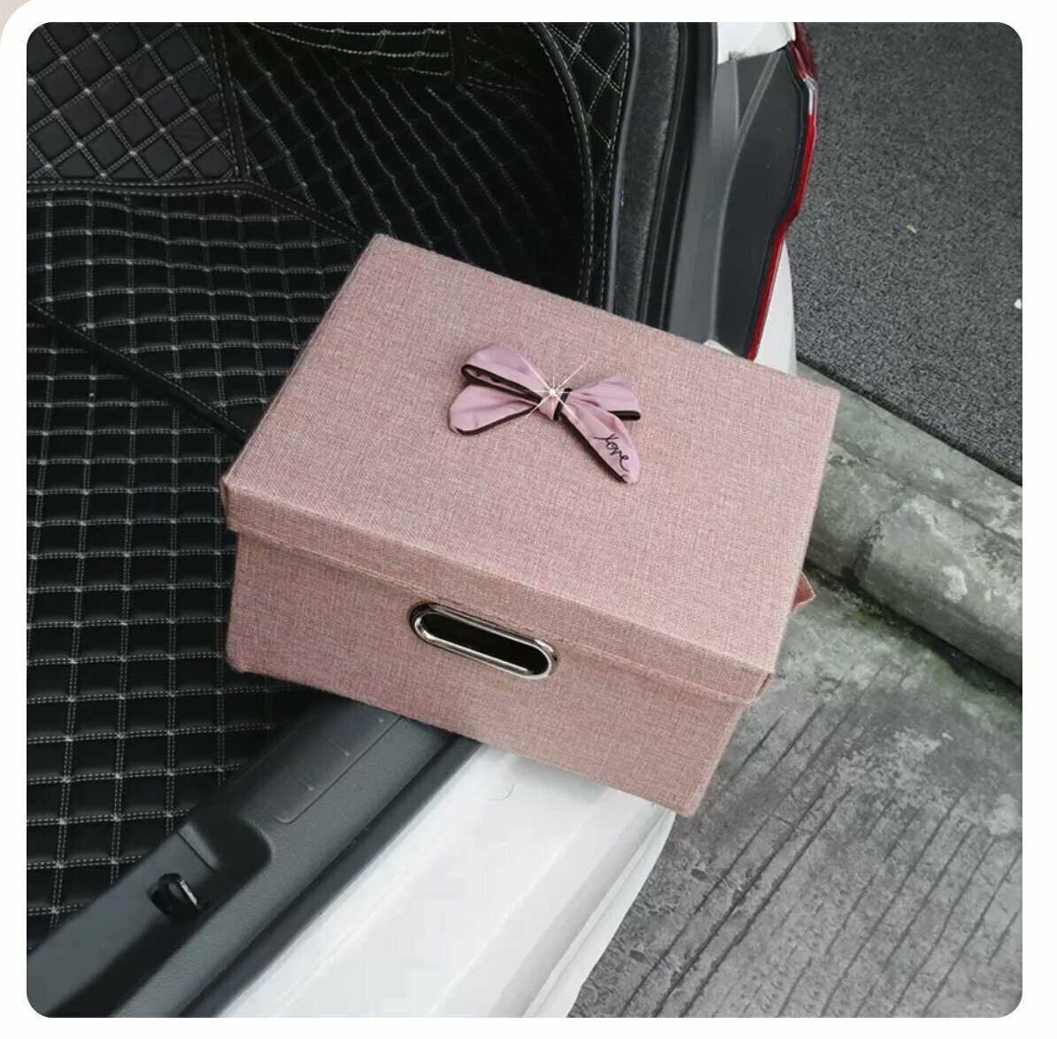 Hot recommended foldable car trunk storage box (pink love pink box small size)